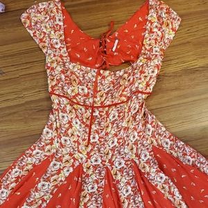 FREE PEOPLE A line mini dress red